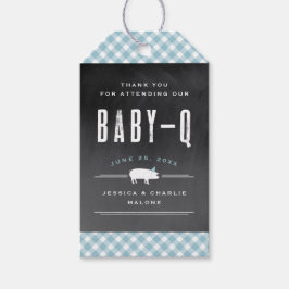 Etiqueta Para Presente Chá de Bebê Azul Gingham Baby BBQ
