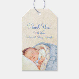 Etiqueta Para Presente Chá de Bebê Azul Vintage Meninos