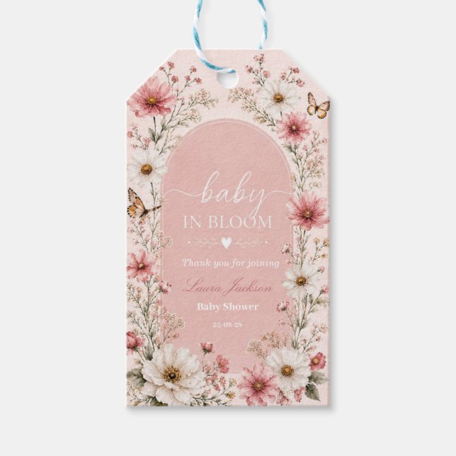 Etiqueta Para Presente Chá de Bebê Baby em Flor  (Frente)