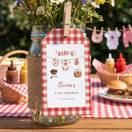 Etiqueta Para Presente Chá de Bebê BBQ Rustico Xadrez Vermelho
