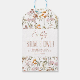 Etiqueta Para Presente Chá de Bebê Boho de Flor Silvestre Obrigada Em Flo