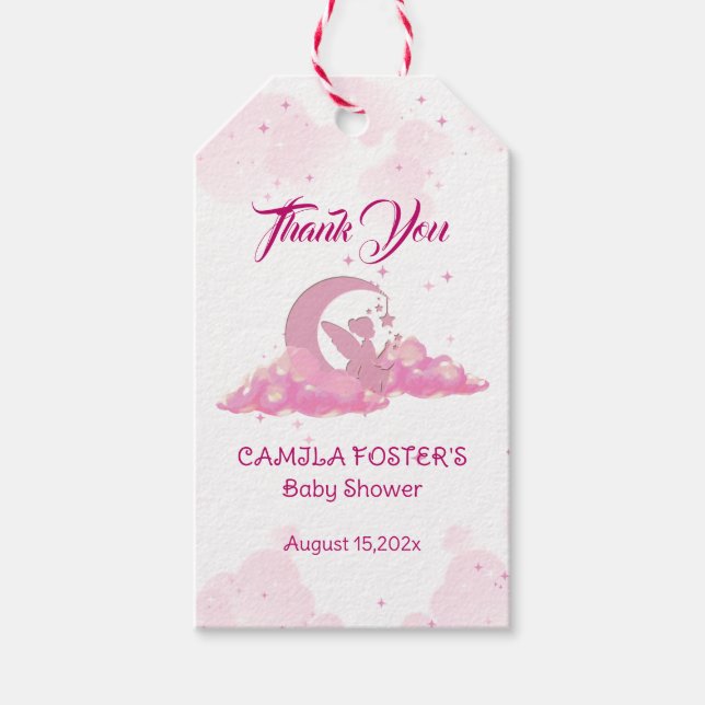 Etiqueta Para Presente Chá de Bebê da Fadazinha Rosa (Frente)