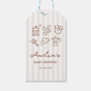 Etiqueta Para Presente Chá de Bebê da Simple Baby Is Brewing Doodle Coffe