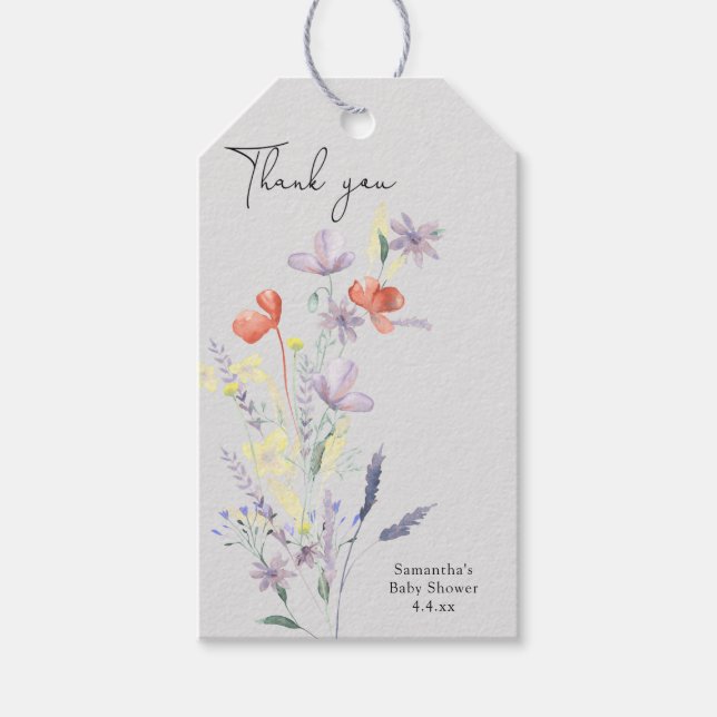 Etiqueta Para Presente Chá de bebê das flores silvestres (Frente)