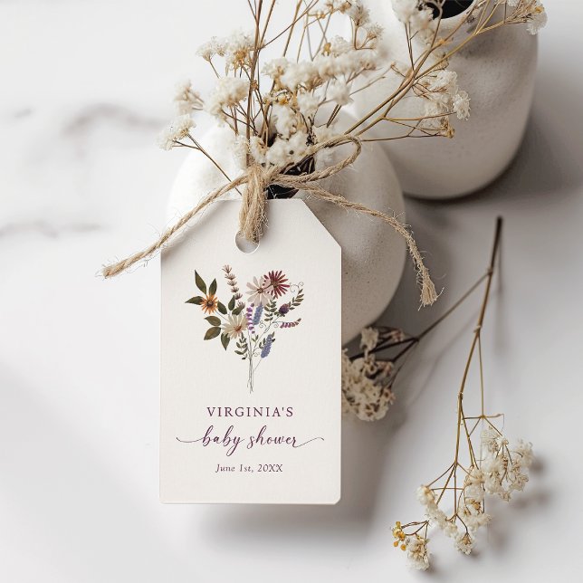Etiqueta Para Presente Chá de Bebê das Flores Silvestres (Wildflower Baby Shower Gift Tags
)