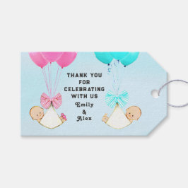 Etiqueta Para Presente Chá de Bebê de Gêmeos Obrigado