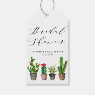 Etiqueta Para Presente Chá de Bebê de Suculentas e Cactus em Vasos Boho