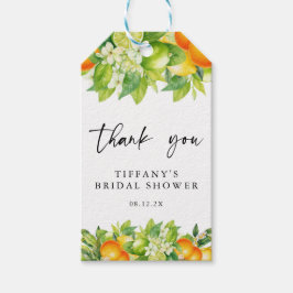 Etiqueta Para Presente Chá de Bebê de Verão Moderno Laranja Limão Cítrico