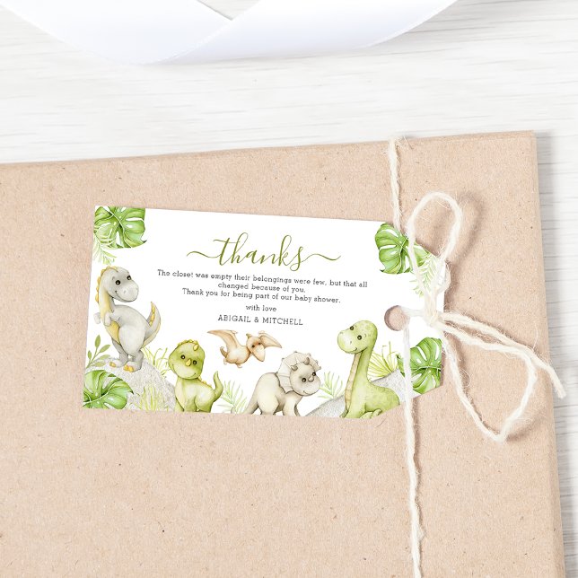 Etiqueta Para Presente Chá de Bebê Dinossauro Aquarela Doce (Criador carregado)