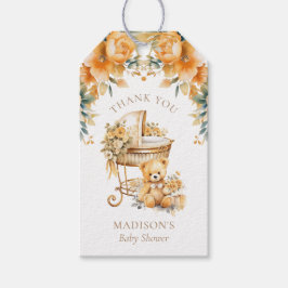 Etiqueta Para Presente Chá de Bebê do Berço Bege e Dourado Personalizado