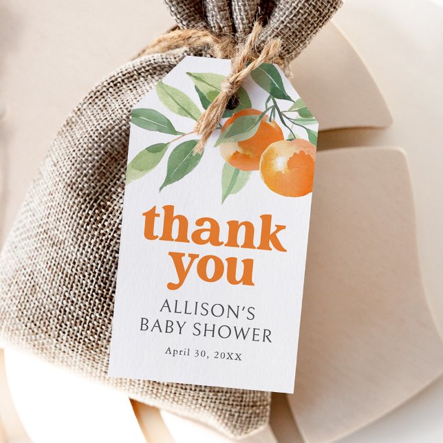 Etiqueta Para Presente Chá de Bebê do Lindo Bebê Laranja (Criador carregado)