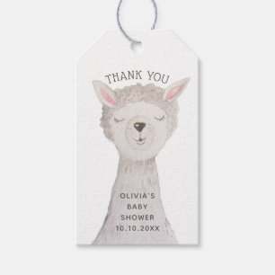Etiqueta Para Presente Chá de Bebê do Llama Agradecimento   Alpaca Aquare