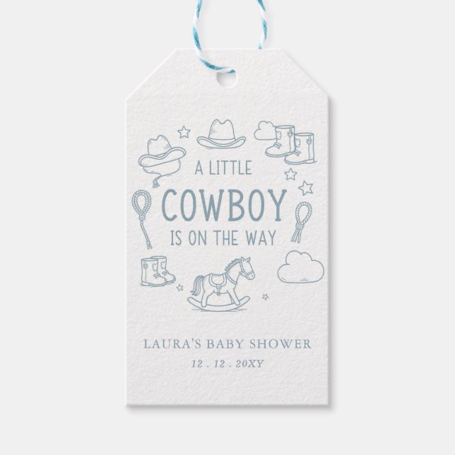 Etiqueta Para Presente Chá de Bebê do Pequeno Cowboy (Frente)