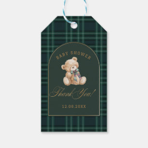 Etiqueta Para Presente Chá de bebê do ursinho xadrez preppy em aquarela