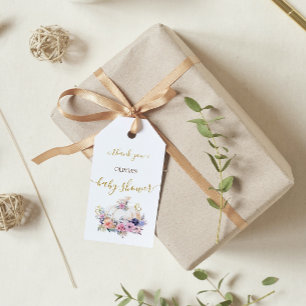 Etiqueta Para Presente Chá de Bebê Elegante e Fofo com Abóbora Floral