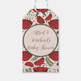 Etiqueta Para Presente Chá de Bebê Flor Silvestre Vermelha Papoula