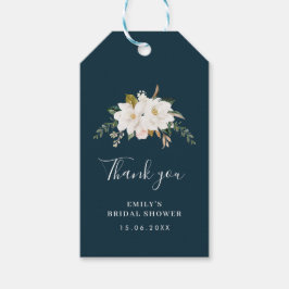 Etiqueta Para Presente chá de bebê floral azul de magnólia em aquarela