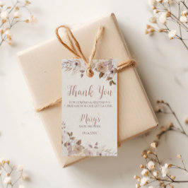 Etiqueta Para Presente Chá de Bebê Floral Bege Marrom Boho