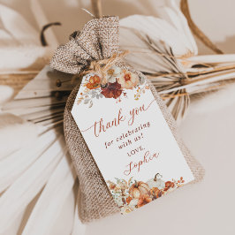 Etiqueta Para Presente Chá de Bebê Floral de Outono Boho Abóbora