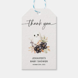 Etiqueta Para Presente Chá de Bebê Floral e Fantasminha Fofo de Halloween