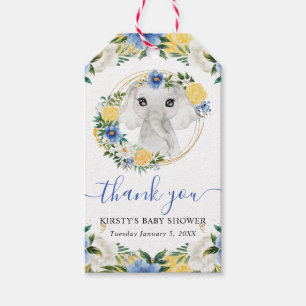 Etiqueta Para Presente Chá de Bebê Floral Elefante Cute Jungle Aquarela