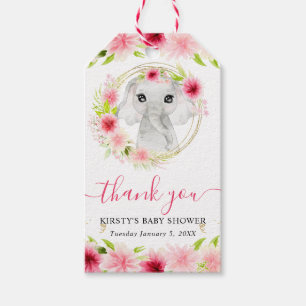Etiqueta Para Presente Chá de Bebê Floral Elefante Cute Jungle Aquarela