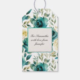 Etiqueta Para Presente Chá de Bebê Floral Rosa Creme Azul Romântico