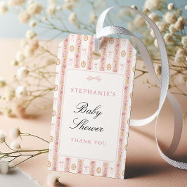 Etiqueta Para Presente Chá de Bebê Floral Rosa Vintage com Laço