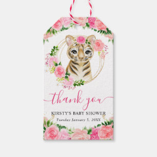 Etiqueta Para Presente Chá de Bebê Floral Tigre da Selva Fofo Aquarela
