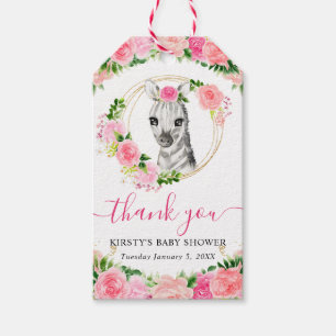 Etiqueta Para Presente Chá de Bebê Floral Zebra Cute Jungle Aquarela
