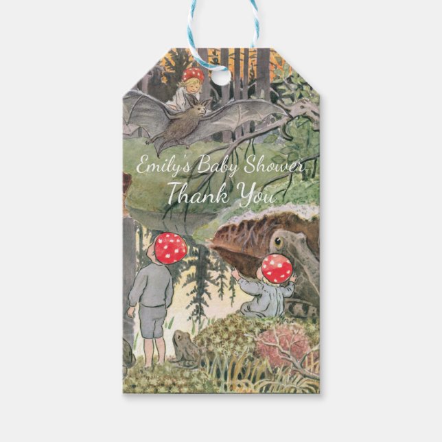 Etiqueta Para Presente Chá de Bebê Floresta Cogumelo Fofo  (Frente)