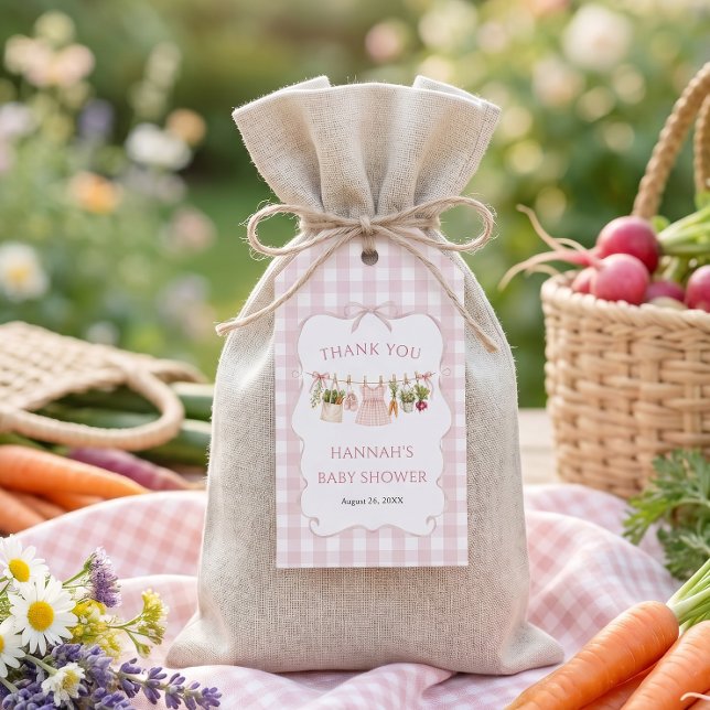 Etiqueta Para Presente Chá de Bebê Gingham Cultivado Localmente (Criador carregado)