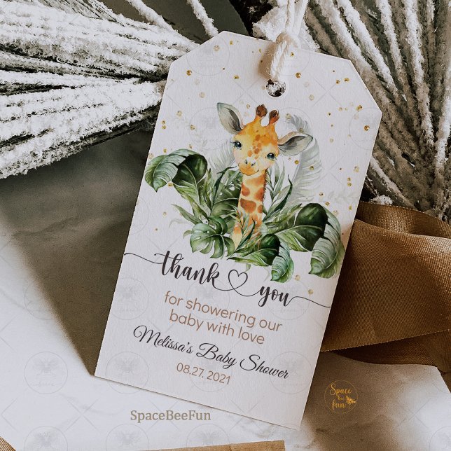 Etiqueta Para Presente Chá de Bebê Girafa Safari (Safari Baby Shower, Giraffe Gift Tags, Jungle Theme, Thank You Tags, Wild Adventure, Baby Shower Fav)