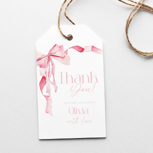 Etiqueta Para Presente Chá de Bebê Laço Rosa, Chá de Bebê, É uma Menina,