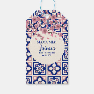 Etiqueta Para Presente Chá de Bebê Mama Mia com Flores de Cerejeira