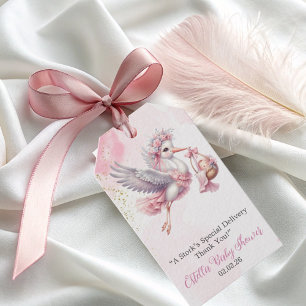 Etiqueta Para Presente Chá de Bebê Menina Rosa Elegante e Fofo