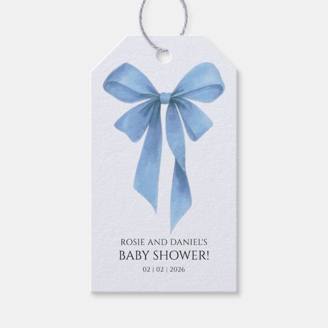 Etiqueta Para Presente Chá de Bebê Menino Arco Azul Suave (Frente)