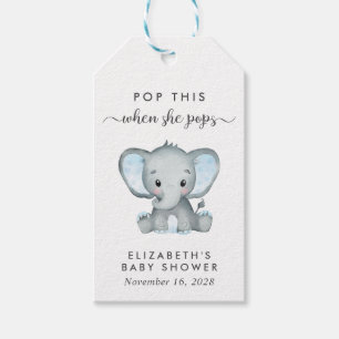 Etiqueta Para Presente Chá de Bebê Menino Elefante Estoura Quando Ela Est