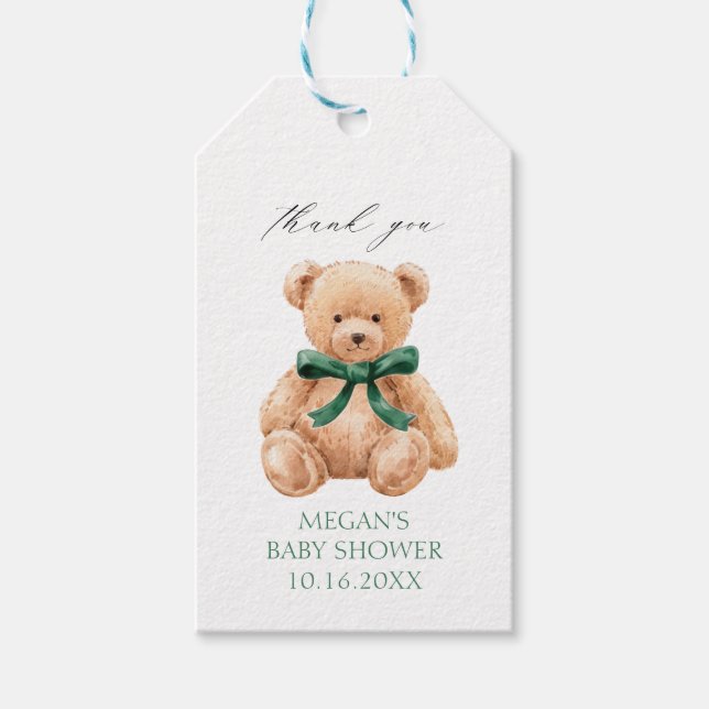 Etiqueta Para Presente Chá de Bebê Menino Urso de Pelúcia (Frente)