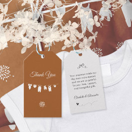 Etiqueta Para Presente Chá de Bebê Minimalista Boho Laranja Queimada