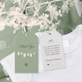 Etiqueta Para Presente Chá de Bebê Minimalista Boho Verde Sálvia