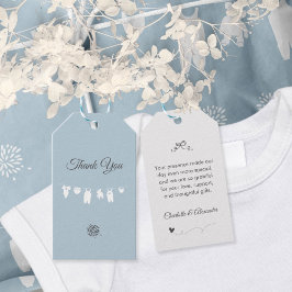 Etiqueta Para Presente Chá de Bebê Minimalista em Azul Desbotado para Men