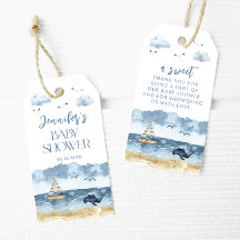 Chá de bebê náutico, azul, branco, obrigado-te