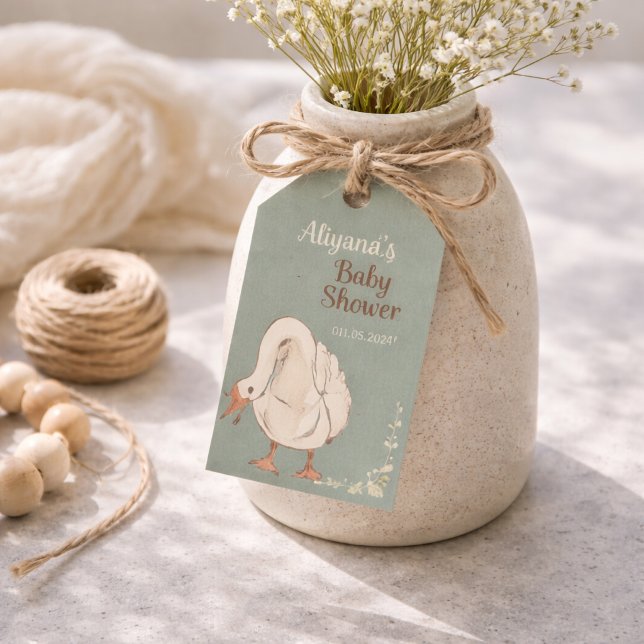 Etiqueta Para Presente Chá de Bebê Personalizado Boho Silly Goose (Criador carregado)