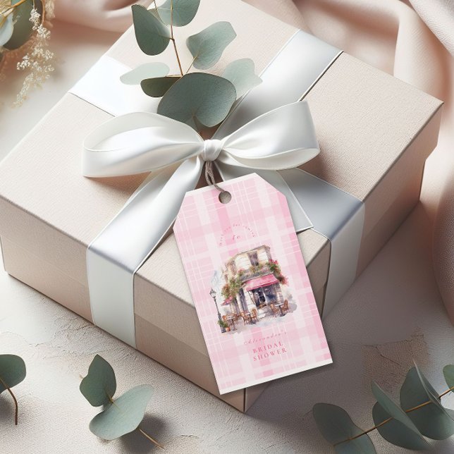 Etiqueta Para Presente Chá de Bebê Pink French Cafe (Criador carregado)
