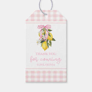 Etiqueta Para Presente Chá de bebê preppy com laço rosa e limão