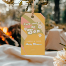 Etiqueta Para Presente Chá de Bebê Retro Pastel Listrado Groovy Son