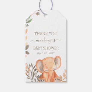 Etiqueta Para Presente Chá de Bebê Safari de Elefante em Aquarela