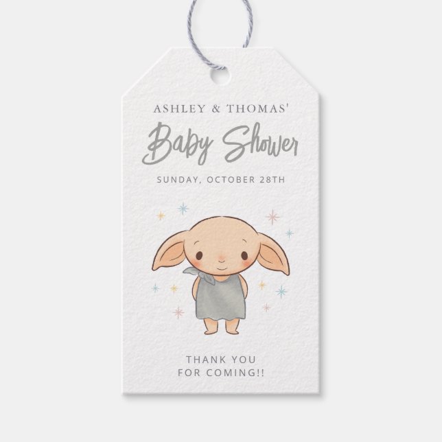Etiqueta Para Presente Chá de Bebê Simples Harry Potter - Dobby (Frente)