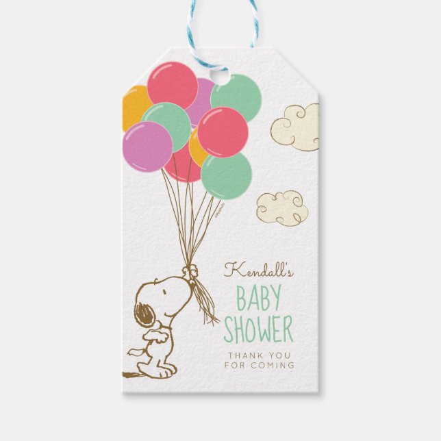 Etiqueta Para Presente Chá de Bebê Snoopy e Balões (Frente)